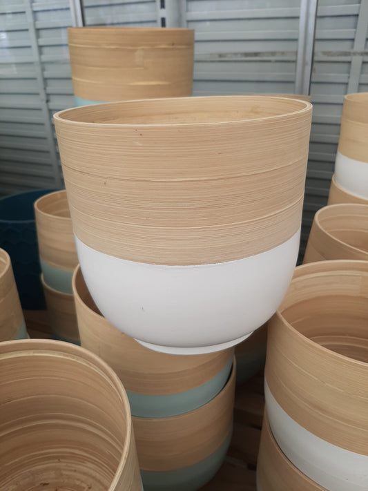 Bamboo White Pot