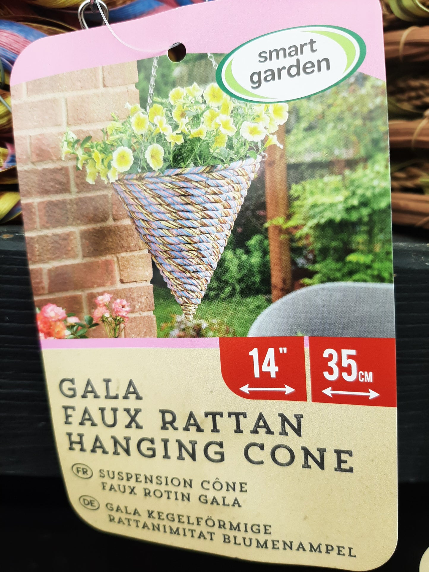 Gala Faux Rattan Hanging Cone 35cm