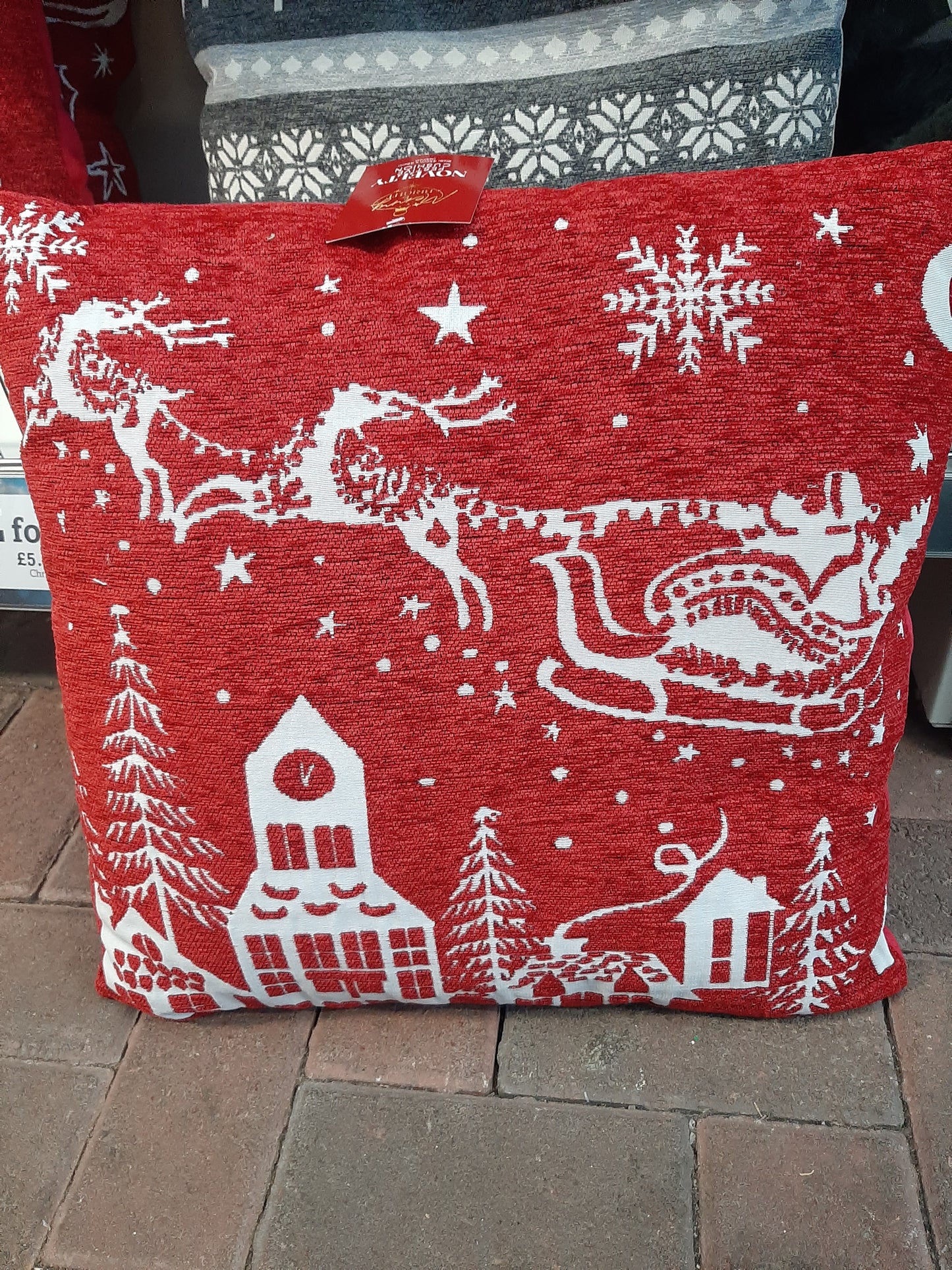 Christmas Cushion Santa Sleigh