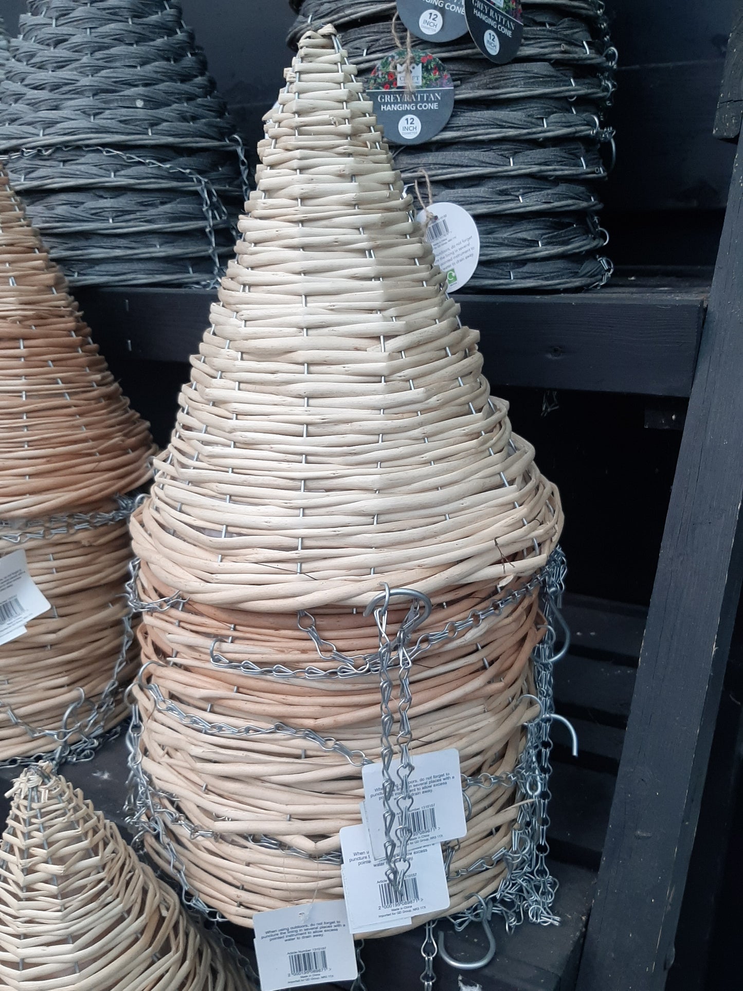 Natural Willow Cone Hanging Basket 12 Inch