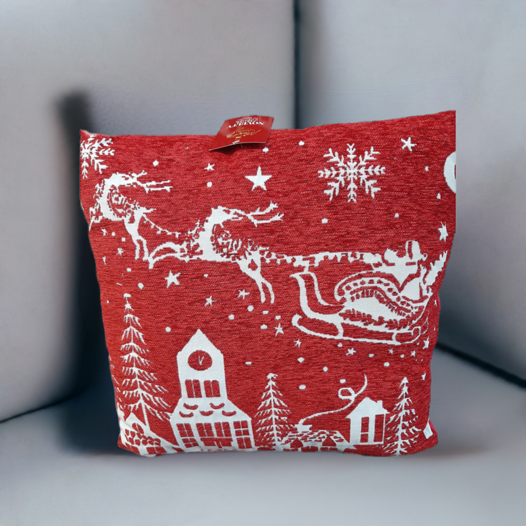 Christmas Cushion Santa Sleigh